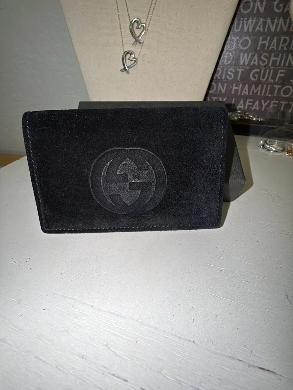 Vintage GUCCI black suede Key holder in box authenticity certification